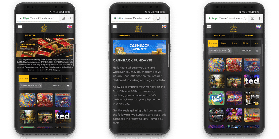Is Book of Dead mobile-friendly at 21 Casino?